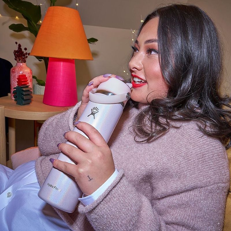 Thermosflasche Hydro Flask Wide Mouth with Flex Straw Cap 710 ml Glimmer Pink 4