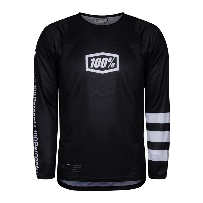 Herren-Radtrikot 100% R-Core Jersey LS schwarz STO-41104-011-11
