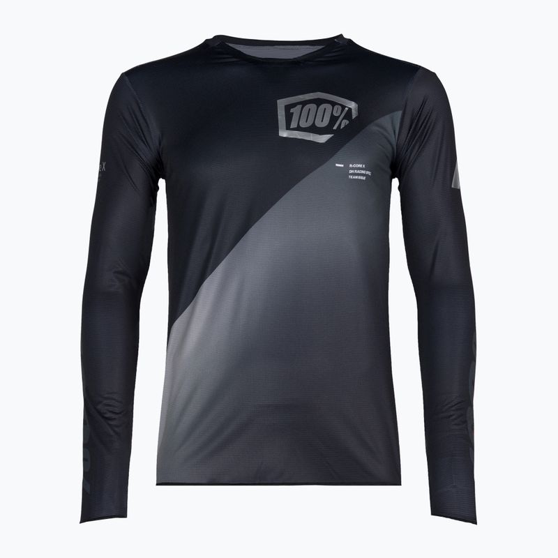 Herren-Radtrikot 100% R-Core X LS schwarz-grau STO-40000-00000