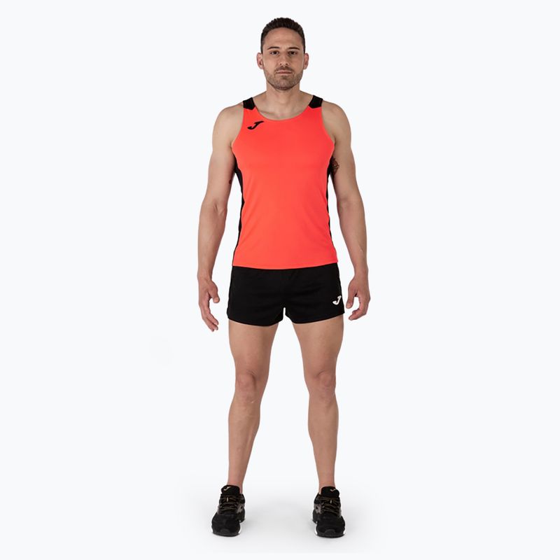 Herren Joma Record II fluor koralle/schwarzes Lauftank-Top 2