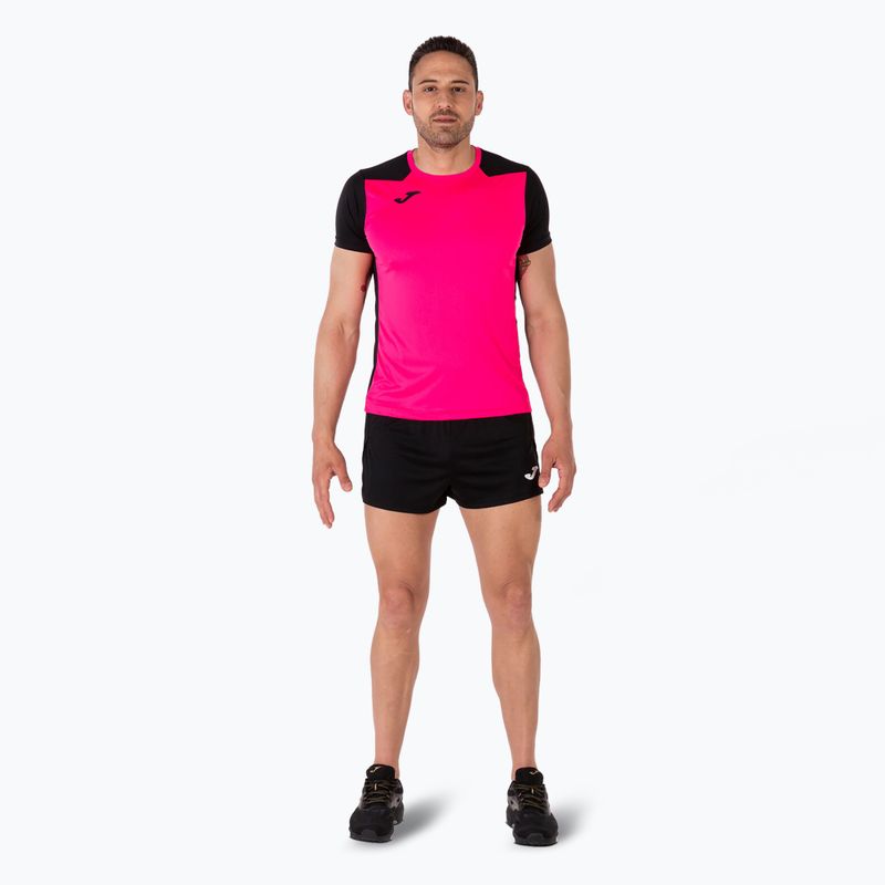 Herren Joma Record II fluor rosa/schwarzes Laufshirt 2