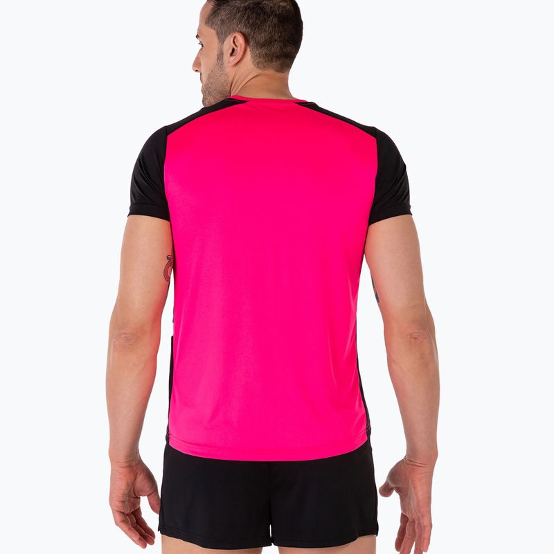 Herren Joma Record II fluor rosa/schwarzes Laufshirt 3