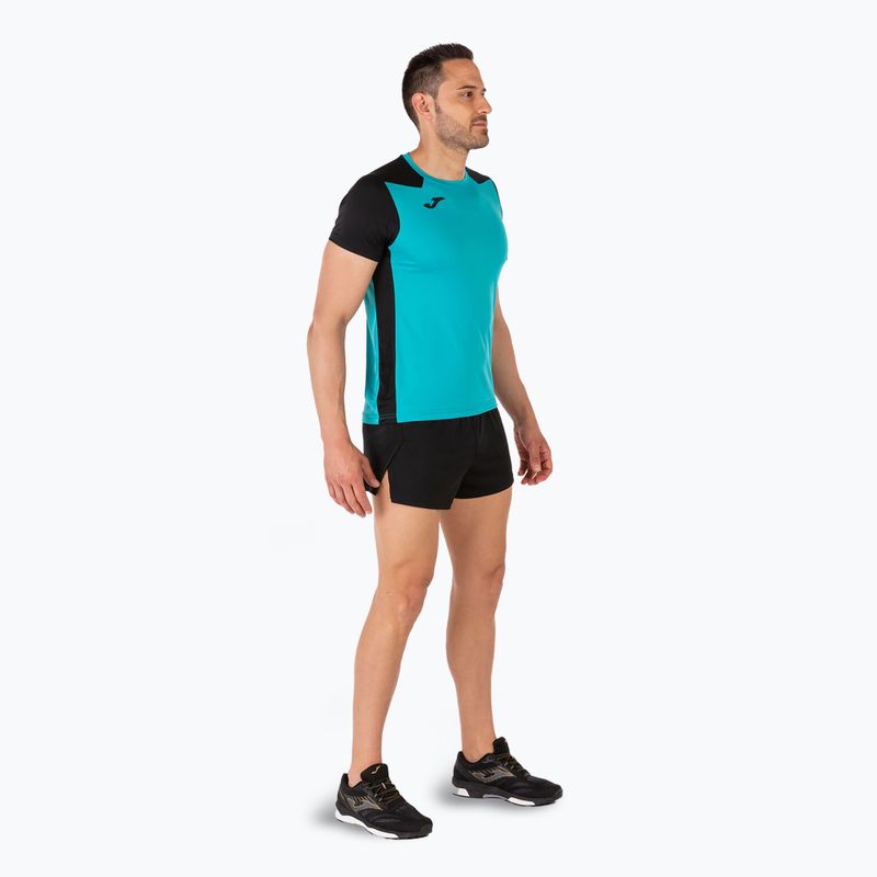 Herren Joma Record II türkis schwarzes Laufshirt 4
