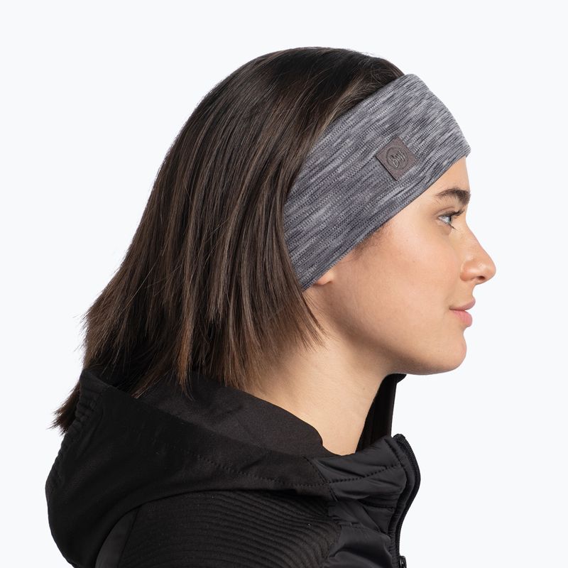 BUFF Merino Stirnband Breite Multistreifen nebelgrau