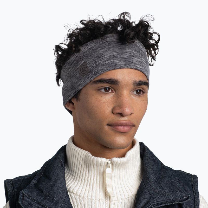 BUFF Merino Stirnband Breite Multistreifen nebelgrau