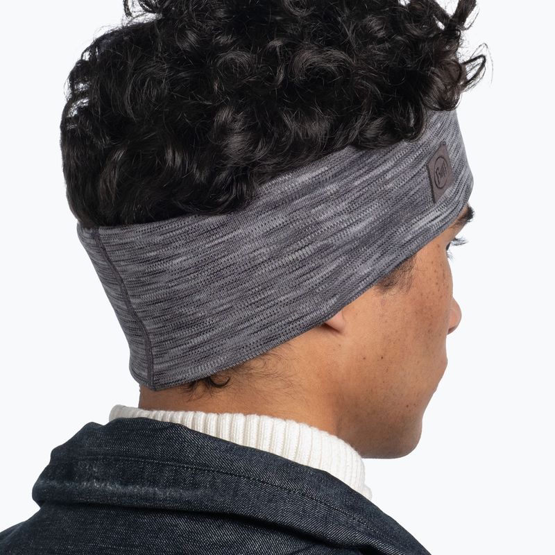 BUFF Merino Stirnband Breite Multistreifen nebelgrau