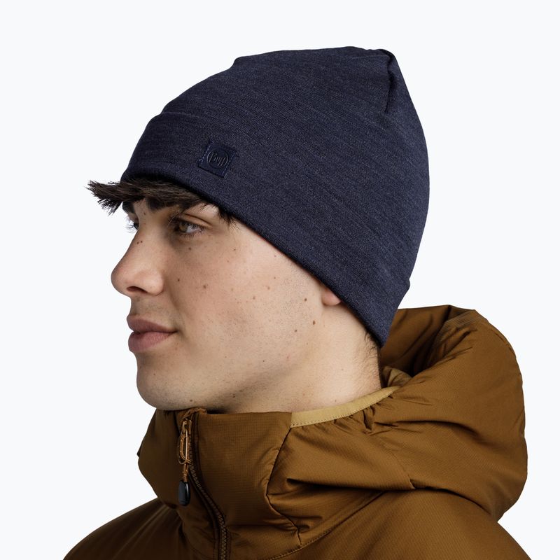 BUFF Heavyweight Merinowolle einfarbig indigo Wintermütze 4