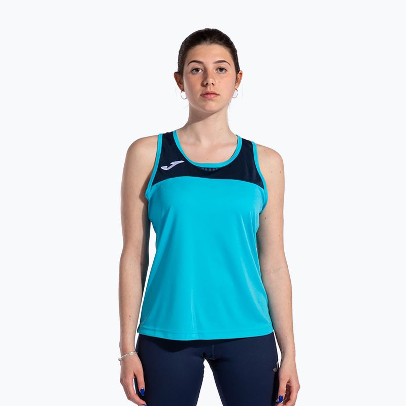 Damen Tennis Tank Top Joma Montreal fluoreszierend türkis/navy blau