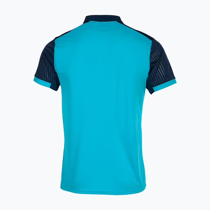 Herren Tennis-Poloshirt Joma Montreal fluoreszierend türkis/marineblau 2