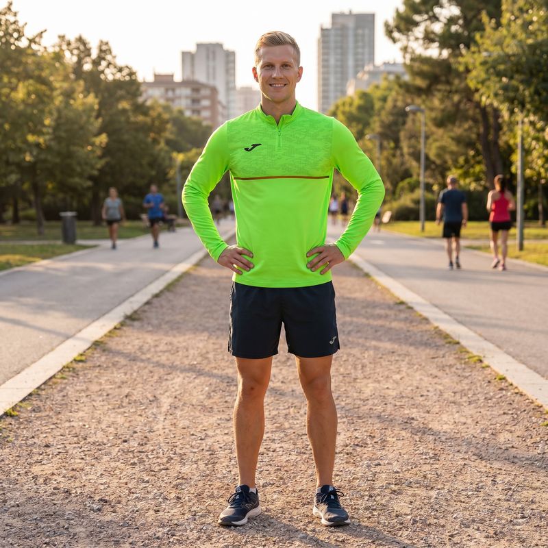 Herren Joma Record III fluor grünes Laufsweatshirt 6