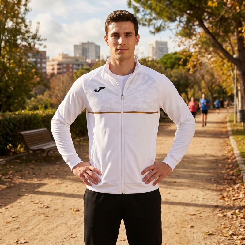 Men's Joma Record III Full Zip Laufsweatshirt weiß 6