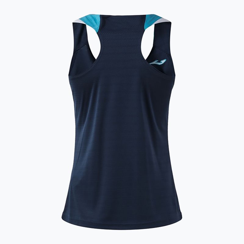 Damen-Tennisshirt Joma Terra Tank Top dark navy/turquoise fluor 2