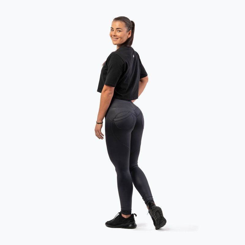 Leggings Damen NEBBIA Glossy Look Bubble Butt volcanic black 3