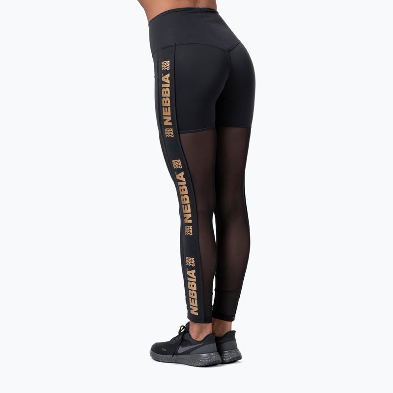 Training-Leggings Damen NEBBIA Gold Mesh schwarz 82911 2