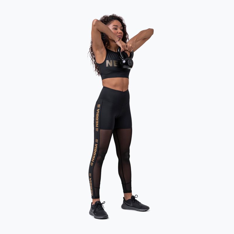 Training-Leggings Damen NEBBIA Gold Mesh schwarz 82911 3
