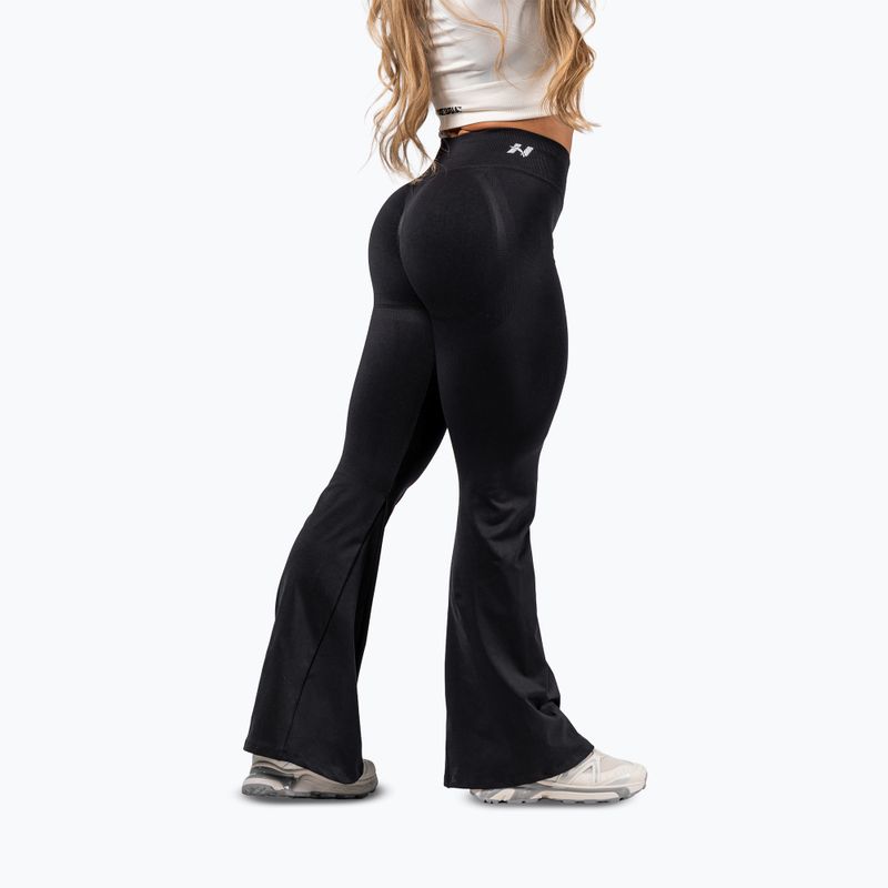 Damen-Trainingsleggings NEBBIA Flow Seamless High Waist Sculpting Flared Black 3