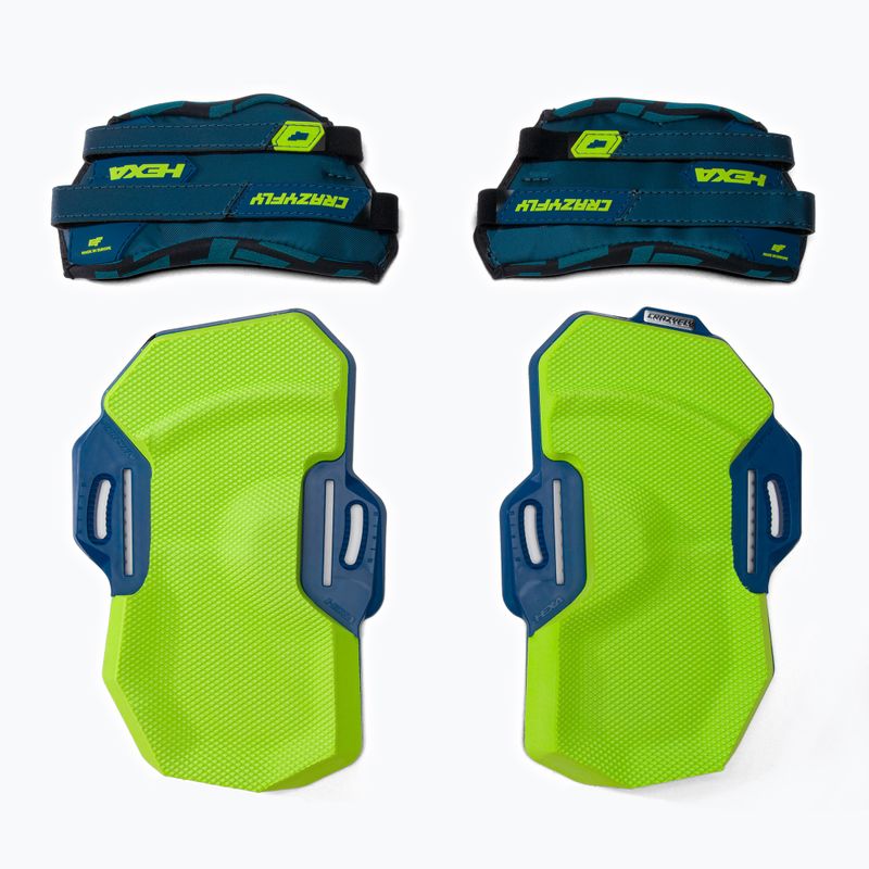 CrazyFly Hexa II Bindung blau-grün Kiteboard Pads und Gurte T016-0260