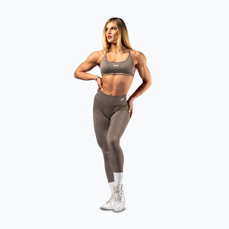 Damen Trainingsleggings NEBBIA Power light brown ash 2
