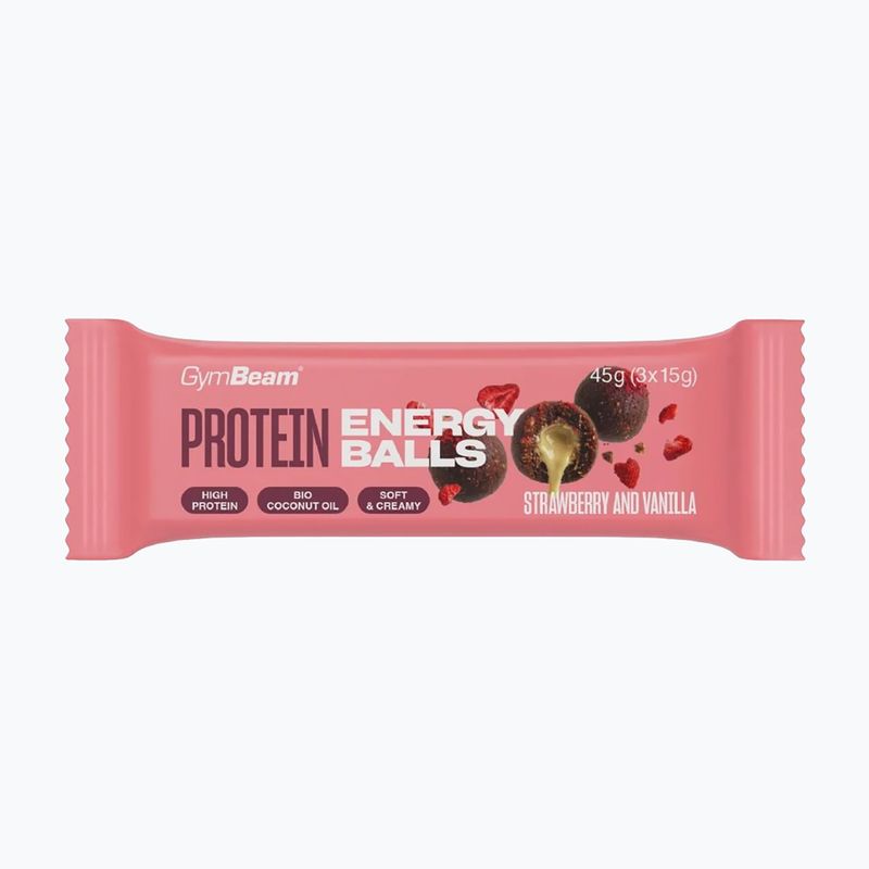 Proteinriegel GymBeam Protein Energy Balls 45 g stawberry vanilla
