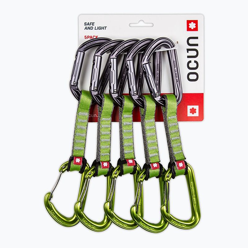 Ocun Hawk QD Combi PA 10 cm Klettern Ausdrücke 5 Stück grün.