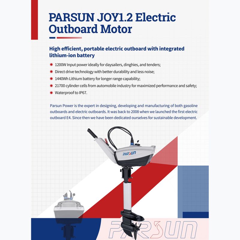 Elektromotor Parsun Joy 1.2 S with battery white 2