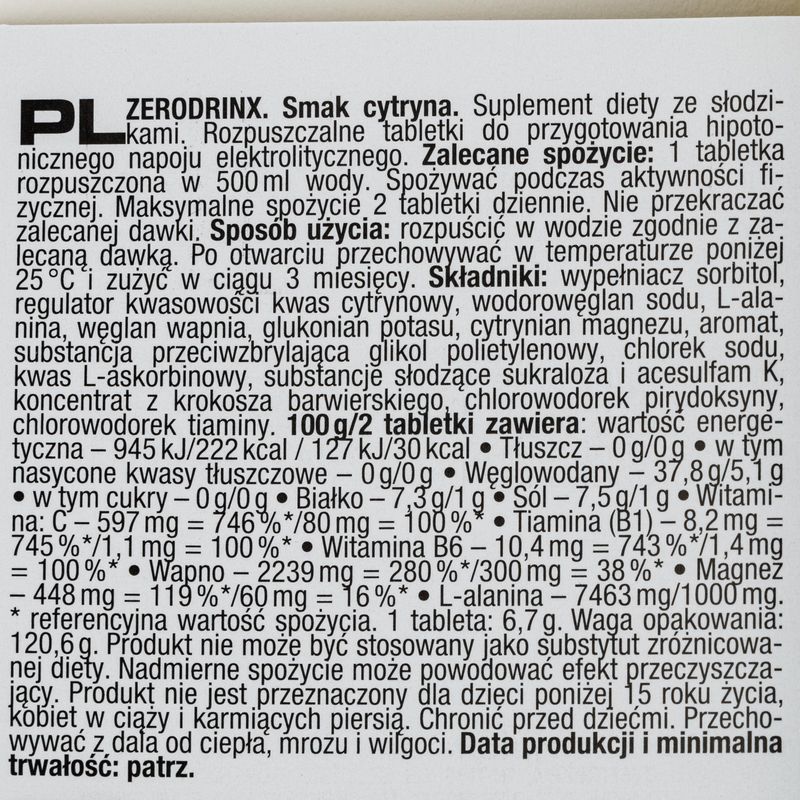 Nutrend Zero Drinx hypotonisches Getränk 18 Tabletten Zitrone VR-016-18-CI 2