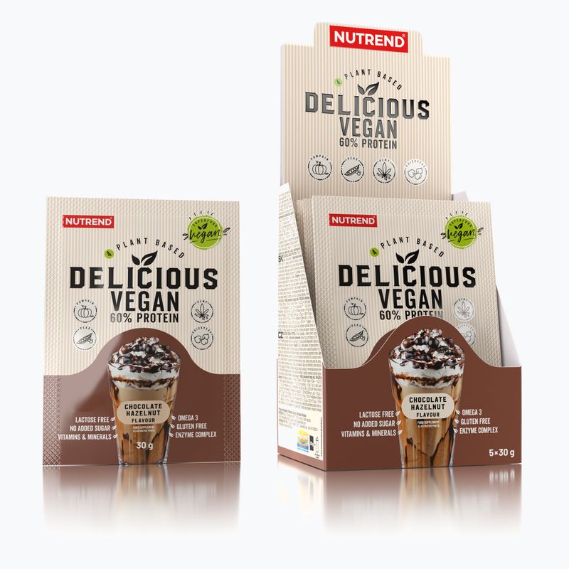 Nutrend Köstlicher Veganer Protein Shake 5x30g Schokolade-Haselnuss VS-105-150-ČLO