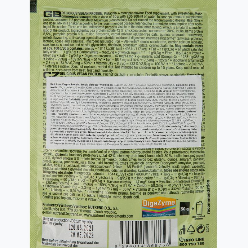 Nutrend Köstlicher Veganer Protein Shake 5x30g Pistazie-Marzipan VS-105-150-PIMC 2