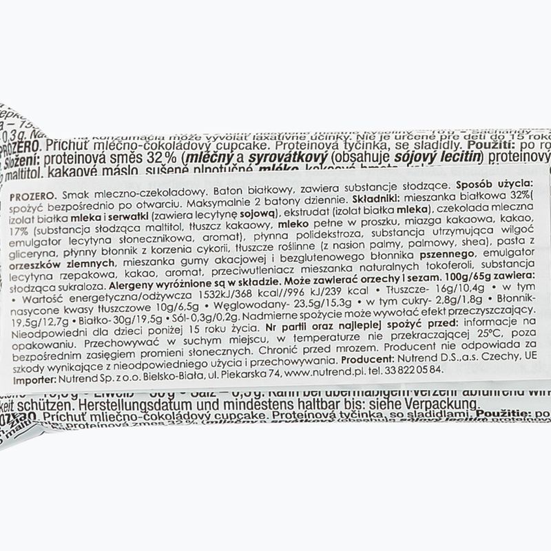 Nutrend Pro Zero Eiweißriegel 65g Schokolade Cupcake VM-060-65-MLČ 2