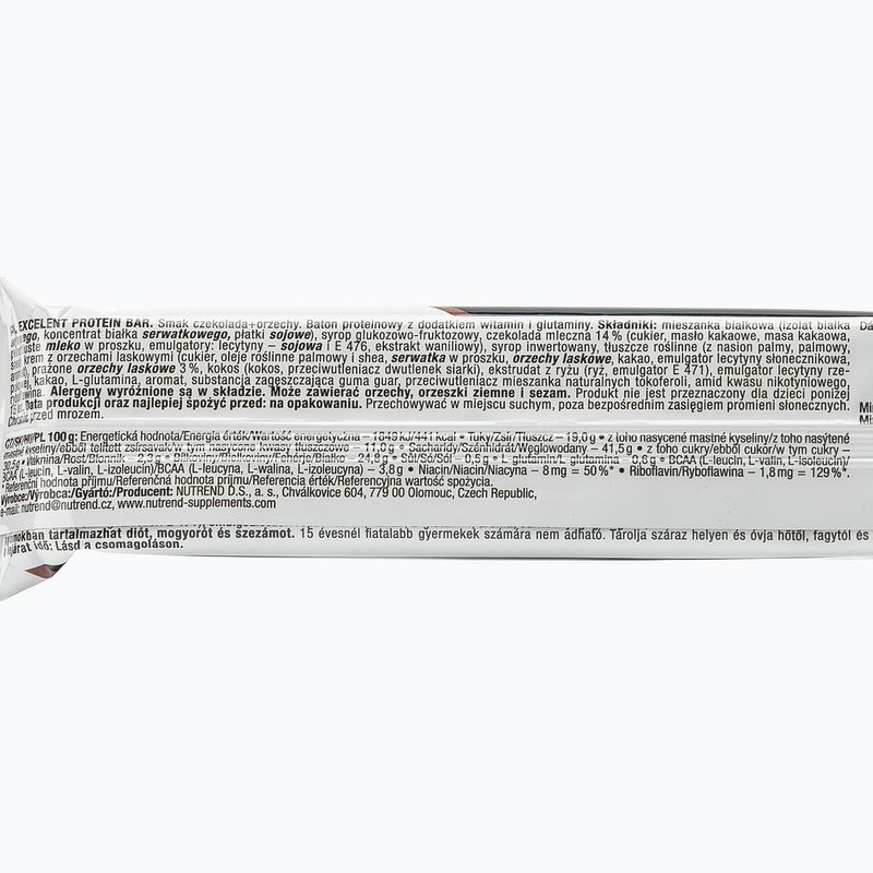 Nutrend Excelent Protein Bar 85g Schokolade-Nuss VM-025-85-ČOO 2