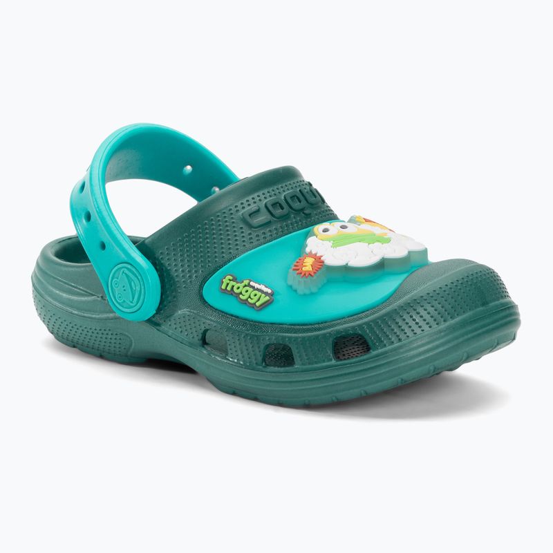 Coqui maxi Kindersandalen Dschungel grün/türkis hreo flash 2