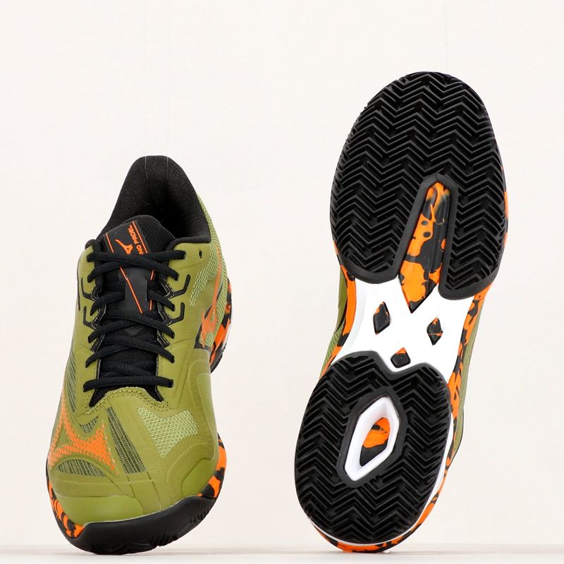 Herren Mizuno Wave Exceed Light 2 Padel Schuhe calliste grün / vibrant orange / schwarz 18
