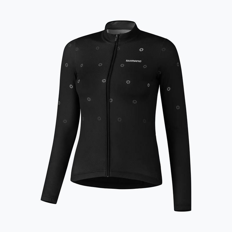 Damen Radfahren Sweatshirt Shimano Kaede gedruckt Jersey LS schwarz PCWJSPWUE12WL0114