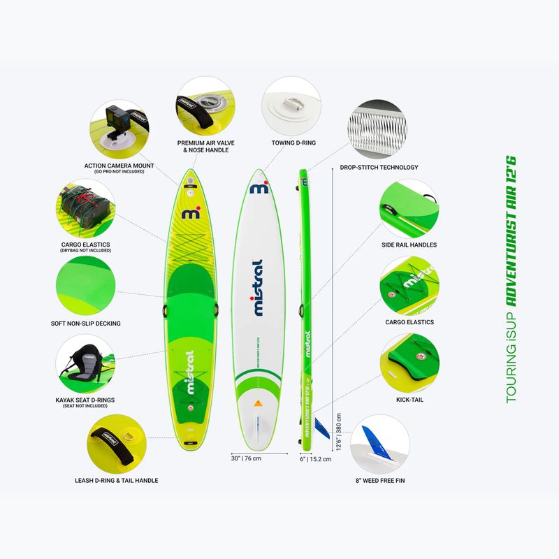SUP-Brett Mistral Adventurist Air 12ʼ6" x 30 (V2) green/yellow 19