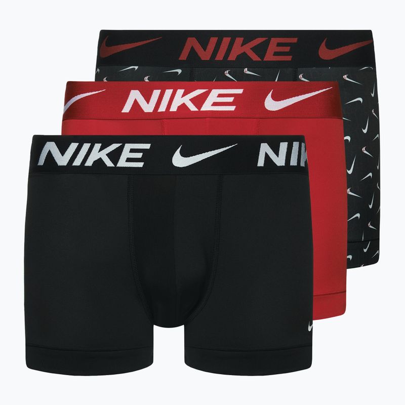 Nike Dri-Fit Essential Herren Boxershorts 3 Paar Swoosh Life Print/uni rot/schwarz