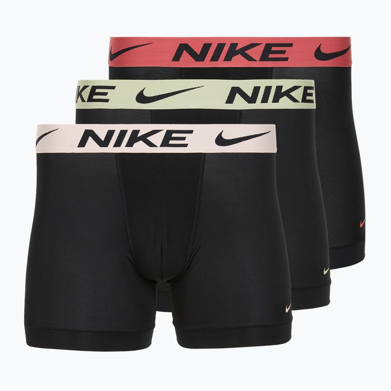 Herren Nike Dri-Fit Essential Micro Boxer Brief 3 Paar blk gewaschene Koralle/Olive Aura/Arbtrakt blauer Rand wb