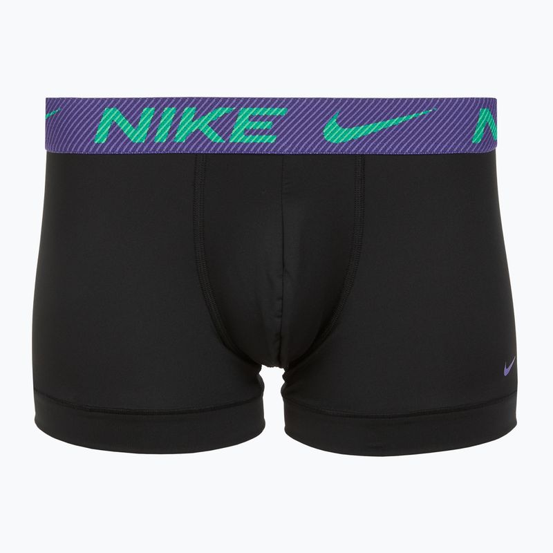 Herren Boxershorts Nike Dri-Fit Essential Micro Trunk 3 Paar schwarzer grüner Schock/wildviolett/schwarzer Text wb 3