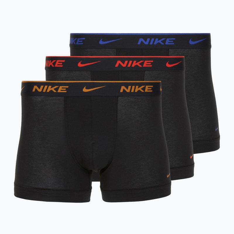 Herren Boxershorts Nike Everyday Cotton Stretch Trunk 3 Paar schwarz lig crim/des och/deep night Logo-Bund