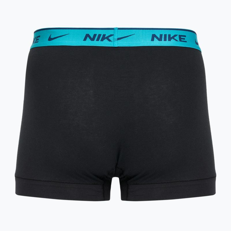 Herren Boxershorts Nike Everyday Cotton Stretch Trunk 3 Paar schwarz hellblau/staubiger Kaktus/schwarzer Bund 2