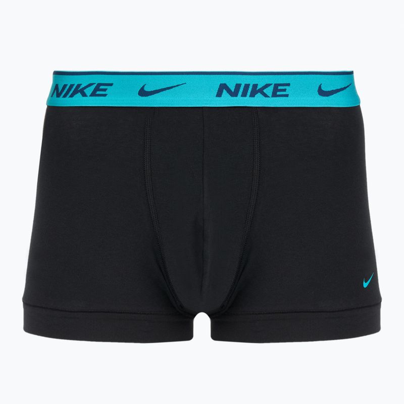 Herren Boxershorts Nike Everyday Cotton Stretch Trunk 3 Paar schwarz hellblau/staubiger Kaktus/schwarzer Bund 4