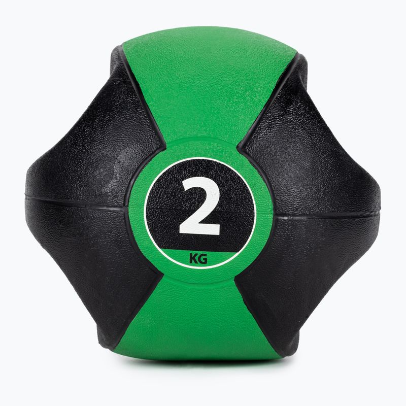 Pure2Improve 2kg grüner Medizinball mit Griffen P2I201980 2