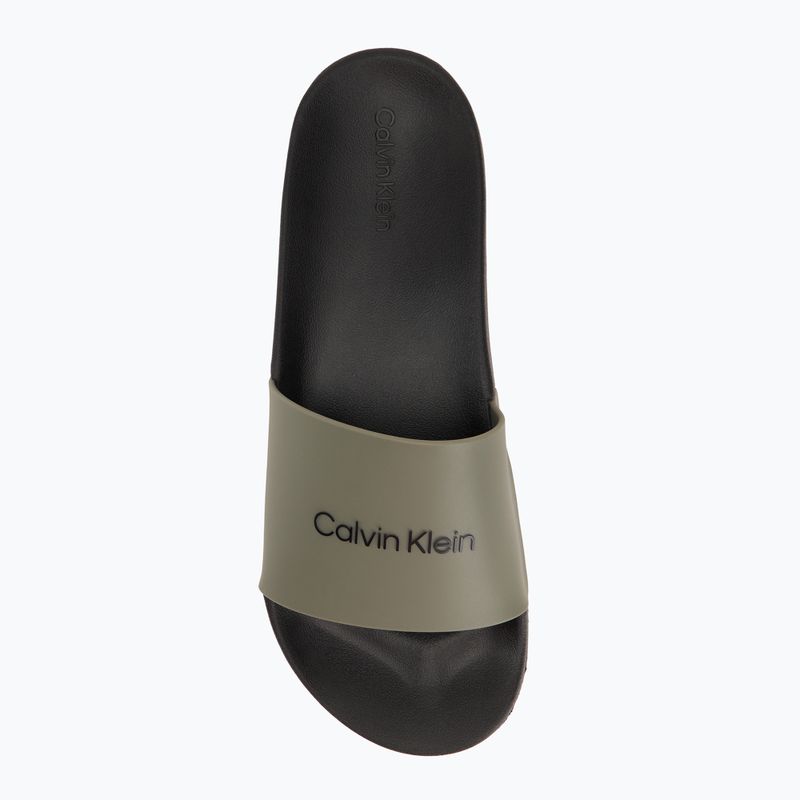 Calvin Klein Herren Flip-Flops HM0HM01063 Chuncky Pool Slide Rub Smokey Olive/Schwarz 5