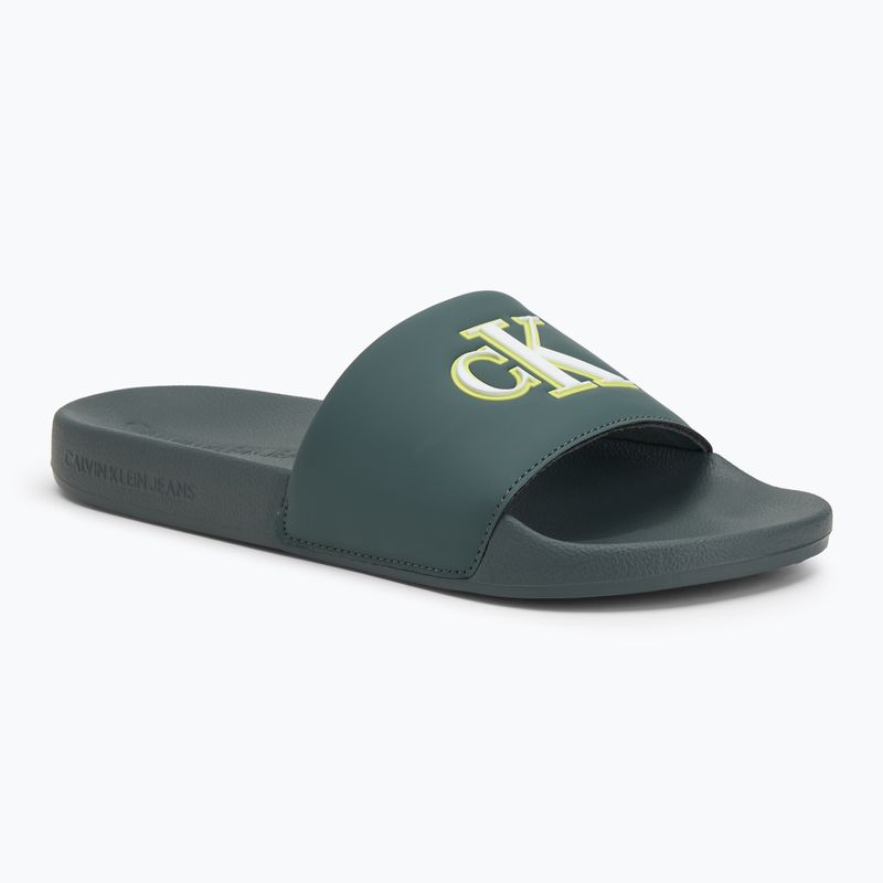 Herren Calvin Klein YM0YM01281 Jelly Mono PU Seaside Aqua/Weiß Flip-Flops