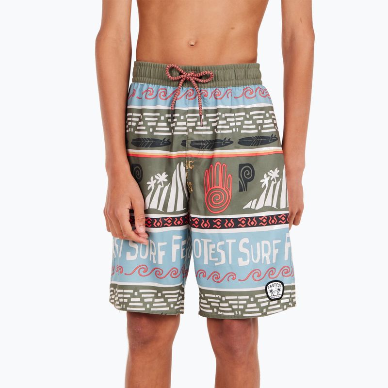 Badeshorts Kinder Protest Prtcinema artichoke green