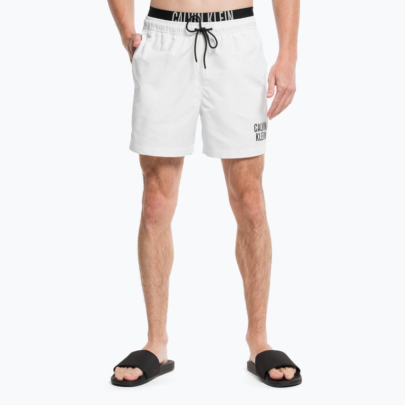 Herren Calvin Klein Medium Double Waistband Swim Shorts weiß 5
