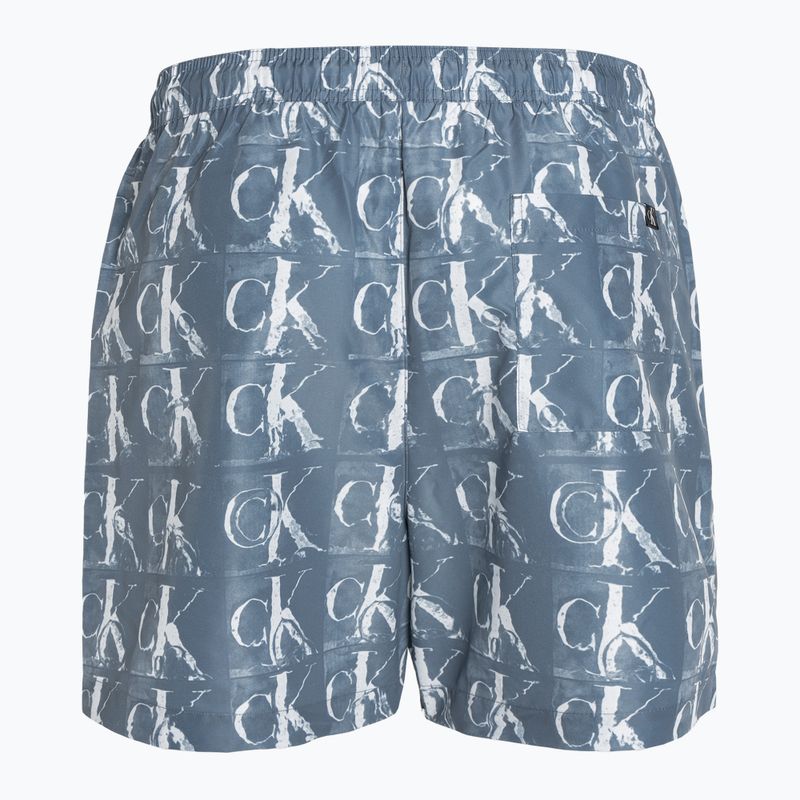 Herren Calvin Klein Medium Drawstring Print Schwimmen Shorts blau 2