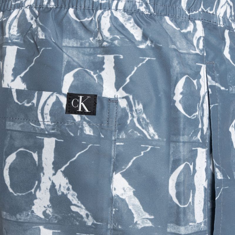 Herren Calvin Klein Medium Drawstring Print Schwimmen Shorts blau 4