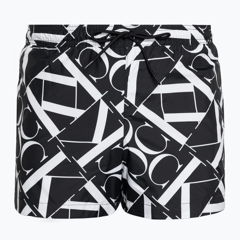 Herren Calvin Klein Short Drawstring-Print Monogramm schwarz Badeshorts