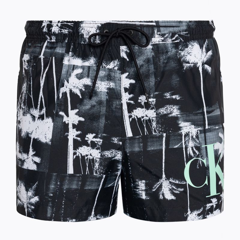Herren Calvin Klein Short Kordelzug-Print Palme schwarz Badeshorts