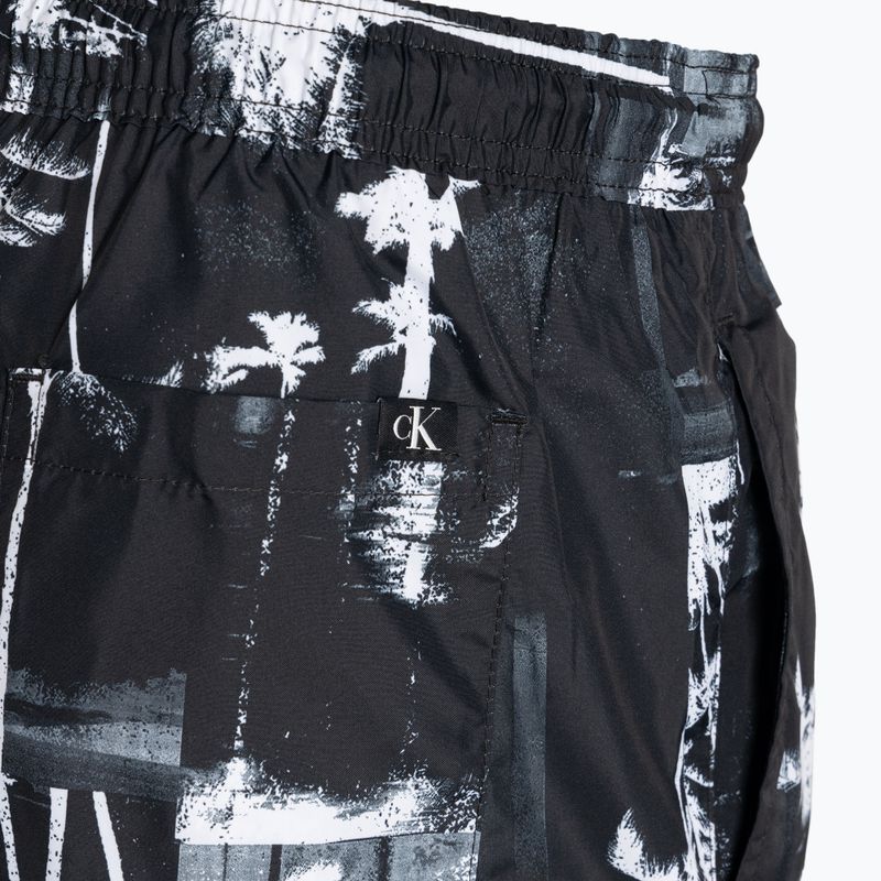 Herren Calvin Klein Short Kordelzug-Print Palme schwarz Badeshorts